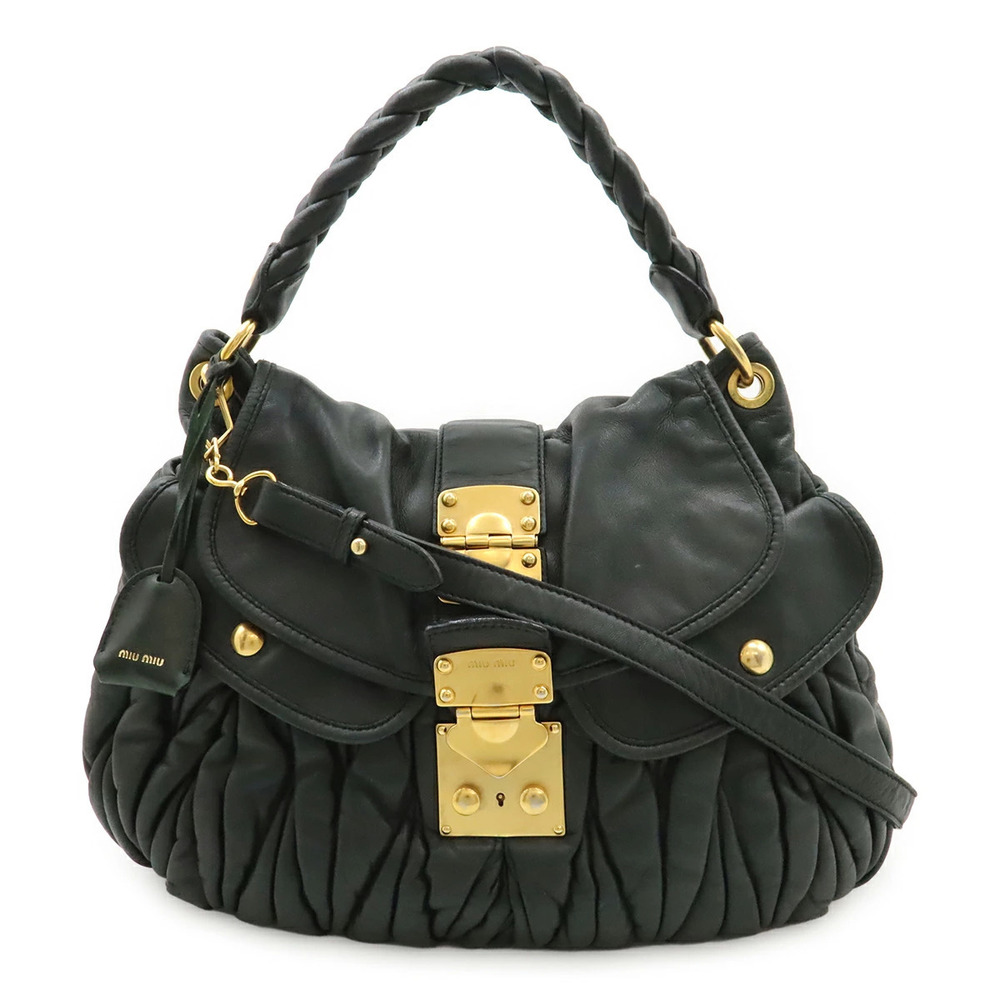 Miu Miu Matelasse 2way Shoulder Bag Dark Green
